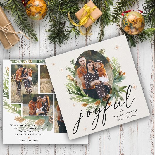 Grüne Blätter Multi-Family-Fotos Freuen Weihnachte