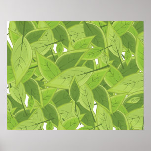 Grüne Blätter Muster Poster