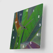Grüne Blätter Nah Quadratische Wanduhr (Winkel)