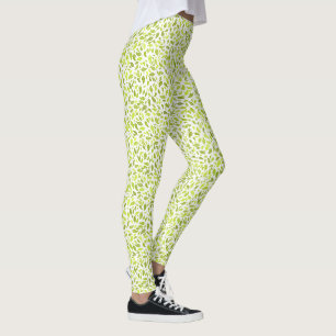 Grüne Blätter Naturdruck, Pflanze Leaf Muster Leggings