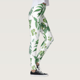 grüne Blätter Naturmädchen Frauenmode Leggings