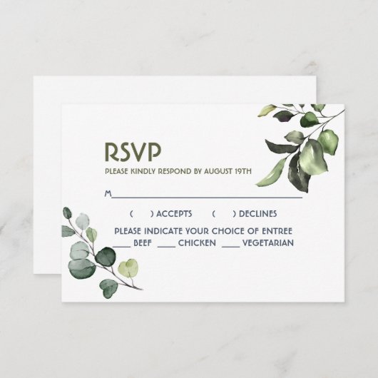 Grüne Blätter Outdoor Wedding Garden Response RSVP Karte (Vorne/Hinten)