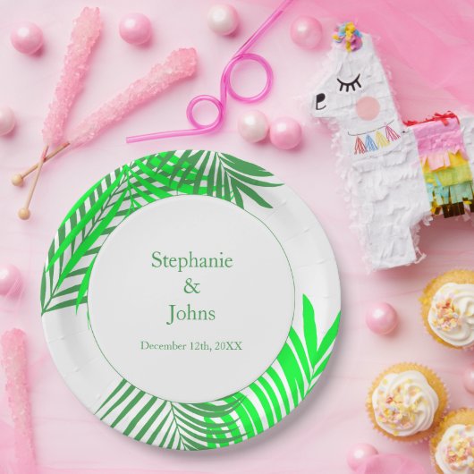 Grüne Blätter Palm Tree Ein perfektes Wochenende i Pappteller (Party)