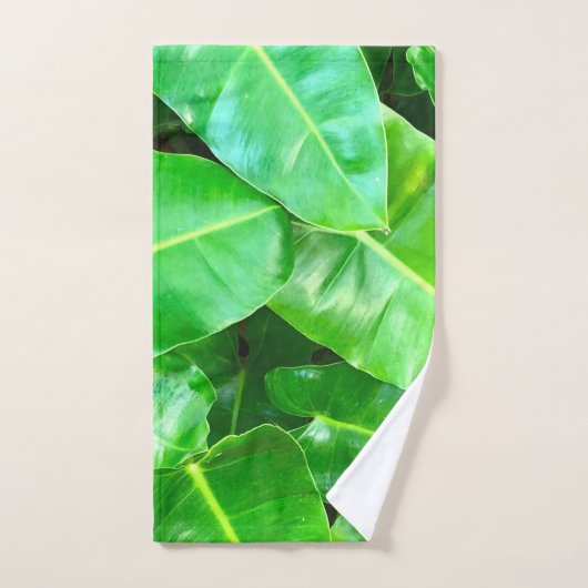 Grüne Blätter Palmblättriger Dschungel Badhandtuch Set (Handtuch)