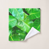 Grüne Blätter Palmblättriger Dschungel Badhandtuch Set (Waschlappen)