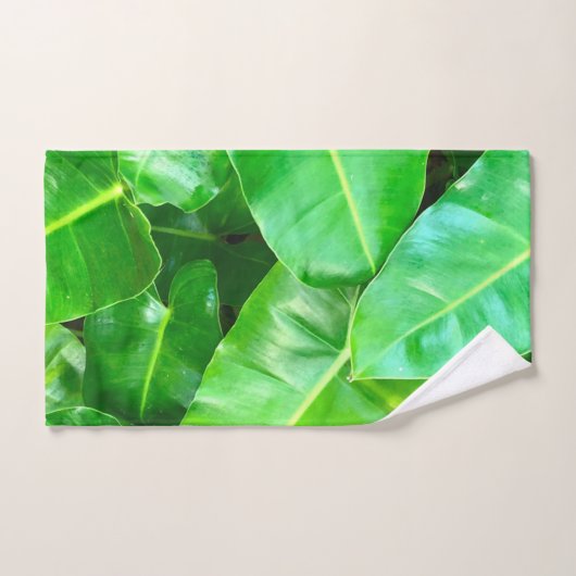 Grüne Blätter Palmblättriger Dschungel Badhandtuch Set (Handtuch)
