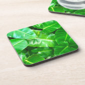 Grüne Blätter Palmblättriger Dschungel Getränkeuntersetzer (Linke Seite)