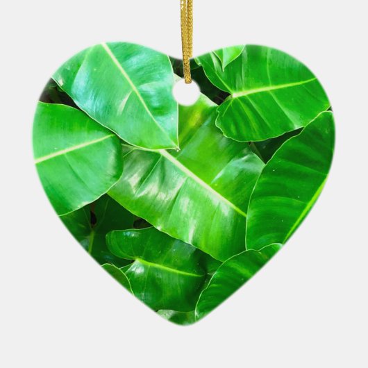 Grüne Blätter Palmblättriger Dschungel Keramik Ornament (Vorne)