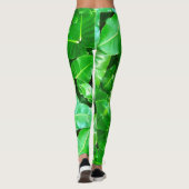Grüne Blätter Palmblättriger Dschungel Leggings (Rückseite)
