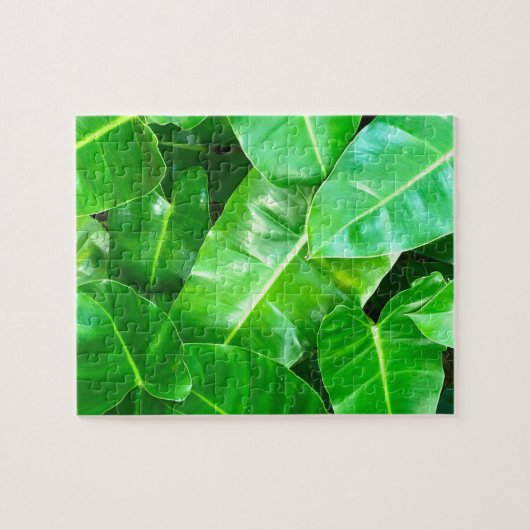 Grüne Blätter Palmblättriger Dschungel Puzzle (Horizontal)