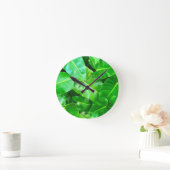 Grüne Blätter Palmblättriger Dschungel Runde Wanduhr (Zuhause)