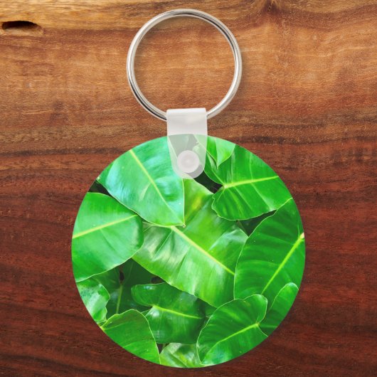 Grüne Blätter Palmblättriger Dschungel Schlüsselanhänger (Vorderseite)