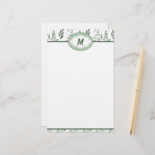 Grüne Blätter personalisiert Briefpapier (Vorderseite/Rückseite Beispiel)
