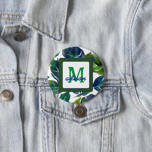 Grüne Blätter Philodendron Foliage Botanical Button (Beispiel)