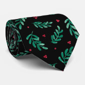 Grüne Blätter & Red Berries Weihnachtsmuster Schwa Krawatte (Gerollt)