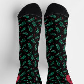 Grüne Blätter & Red Berries Weihnachtsmuster Schwa Socken (Oben)