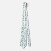 Grüne Blätter & Red Berries Weihnachtsmuster Weiß Krawatte (Vorderseite)