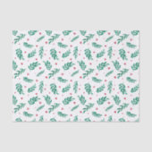 Grüne Blätter & Red Berries Weihnachtsmuster Weiß Seidenpapier (Vorderseite)