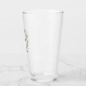 Grüne Blätter Rosa Blume Brautparty Glas (Links)