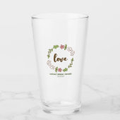 Grüne Blätter Rosa Blume Brautparty Glas (Vorderseite)