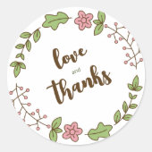 Grüne Blätter Rosa Blume Brautparty Runder Aufkleber (Vorderseite)