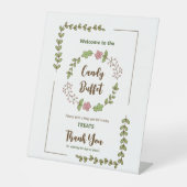 Grüne Blätter Rosa Blume Brautparty Sockelschild (Vorderseite)