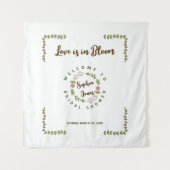 Grüne Blätter Rosa Blume Brautparty Wandteppich (Vorderseite)