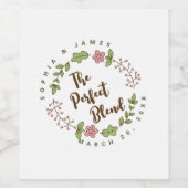 Grüne Blätter Rosa Blume Brautparty Weinetikett (Einzelnes Label)