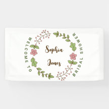 Grüne Blätter Rosa Blume Brautparty Willkommen