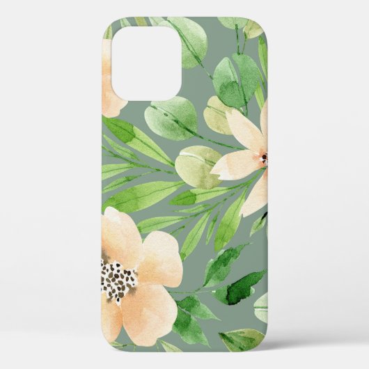 Grüne Blätter, rosa Blume: Wasserfarbe. Case-Mate iPhone Hülle (Rückseite)