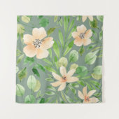 Grüne Blätter, rosa Blume: Wasserfarbe. Wandteppich (Vorderseite)