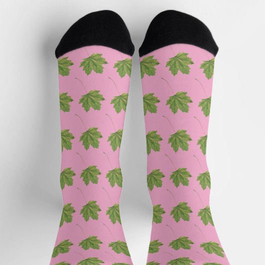 Grüne Blätter Rosa Socken (Oben)