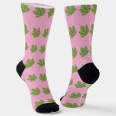 Grüne Blätter Rosa Socken (Gewinkelt)