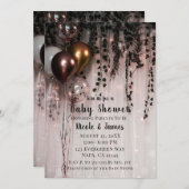 Grüne Blätter Rose Gold Lights & Ivy Baby Dusche Einladung (Vorne/Hinten)