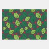 Grüne Blätter, rote Berries, Muster von Blätter (Vorderseite 3)