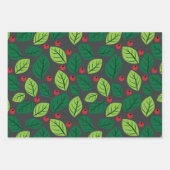 Grüne Blätter, rote Berries, Muster von Blätter (Vorderseite)