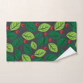 Grüne Blätter, rote Berries, Muster von Blätter Badhandtuch Set (Handtuch)
