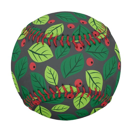 Grüne Blätter, rote Berries, Muster von Blätter Baseball (Rückseite)