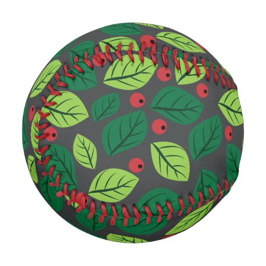 Grüne Blätter, rote Berries, Muster von Blätter Baseball (Vorderseite Links)