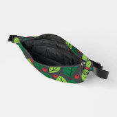 Grüne Blätter, rote Berries, Muster von Blätter Bauchtasche (Offen)
