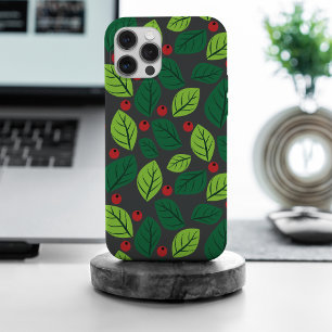 Grüne Blätter, rote Berries, Muster von Blätter Case-Mate iPhone Hülle