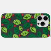 Grüne Blätter, rote Berries, Muster von Blätter Case-Mate iPhone Hülle (Rückseite (Horizontal))