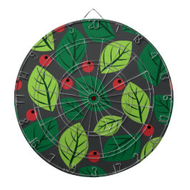 Grüne Blätter, rote Berries, Muster von Blätter Dartscheibe