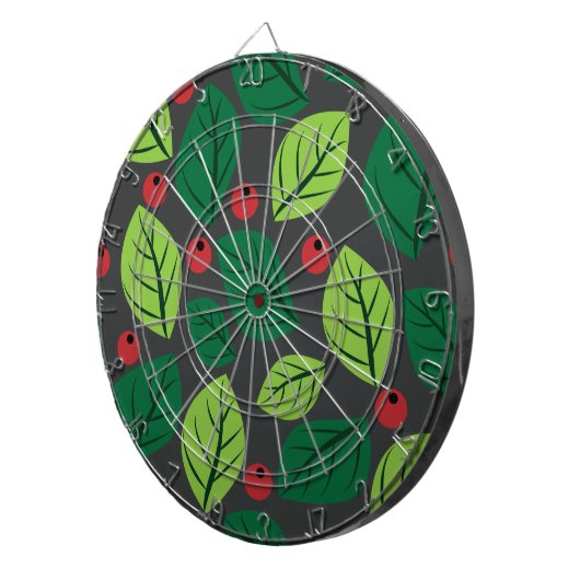 Grüne Blätter, rote Berries, Muster von Blätter Dartscheibe (Vorderseite rechts)