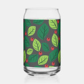 Grüne Blätter, rote Berries, Muster von Blätter Dosenglas (Vorderseite)