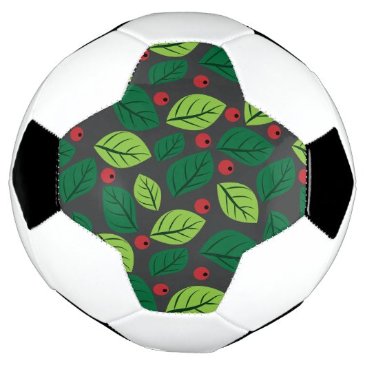 Grüne Blätter, rote Berries, Muster von Blätter Fußball (Gedreht)