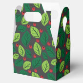 Grüne Blätter, rote Berries, Muster von Blätter Geschenkschachtel (Geöffnet)