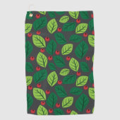 Grüne Blätter, rote Berries, Muster von Blätter Golfhandtuch (Vorderseite)