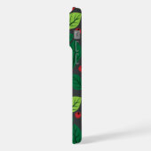 Grüne Blätter, rote Berries, Muster von Blätter iPhone Hülle (Linke Seite)