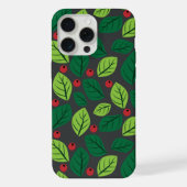 Grüne Blätter, rote Berries, Muster von Blätter iPhone Hülle (Rückseite)